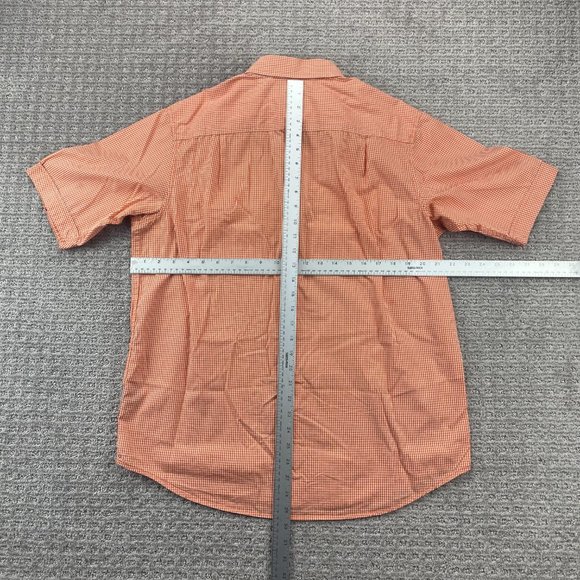 Sean John Shirt Men Medium M Orange White Checkered Button Up Classic Fit Diddy - Picture 6 of 8